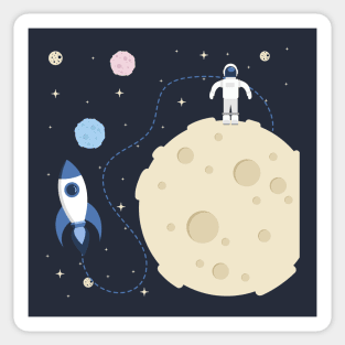 Moon Man Space Suit Rocket Ship Astronaut Lunar Landing Art Sticker